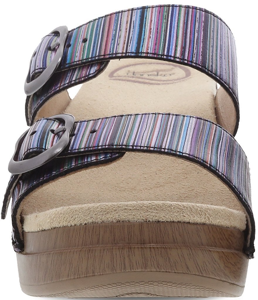 Dansko Sophie Metallic Stripe Leather Slide Sandals