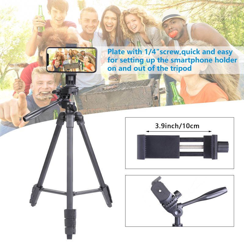 Greatlizard Professional Tripod Extendable Travel Lightweight Stand With Phone Holder For Camera Gopro Smartphone Live Broadcast