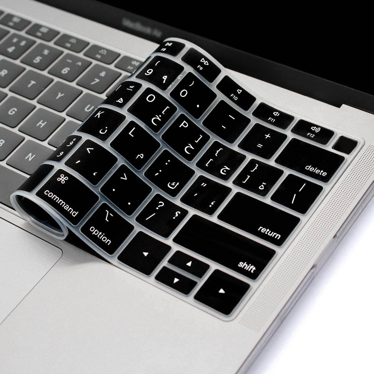 HRH Arabic Language Silicone Keyboard Cover Skin for MacBook Newest Air 13 Inch 2018 Release A1932 with Retina Display and Touch ID,USA Layout