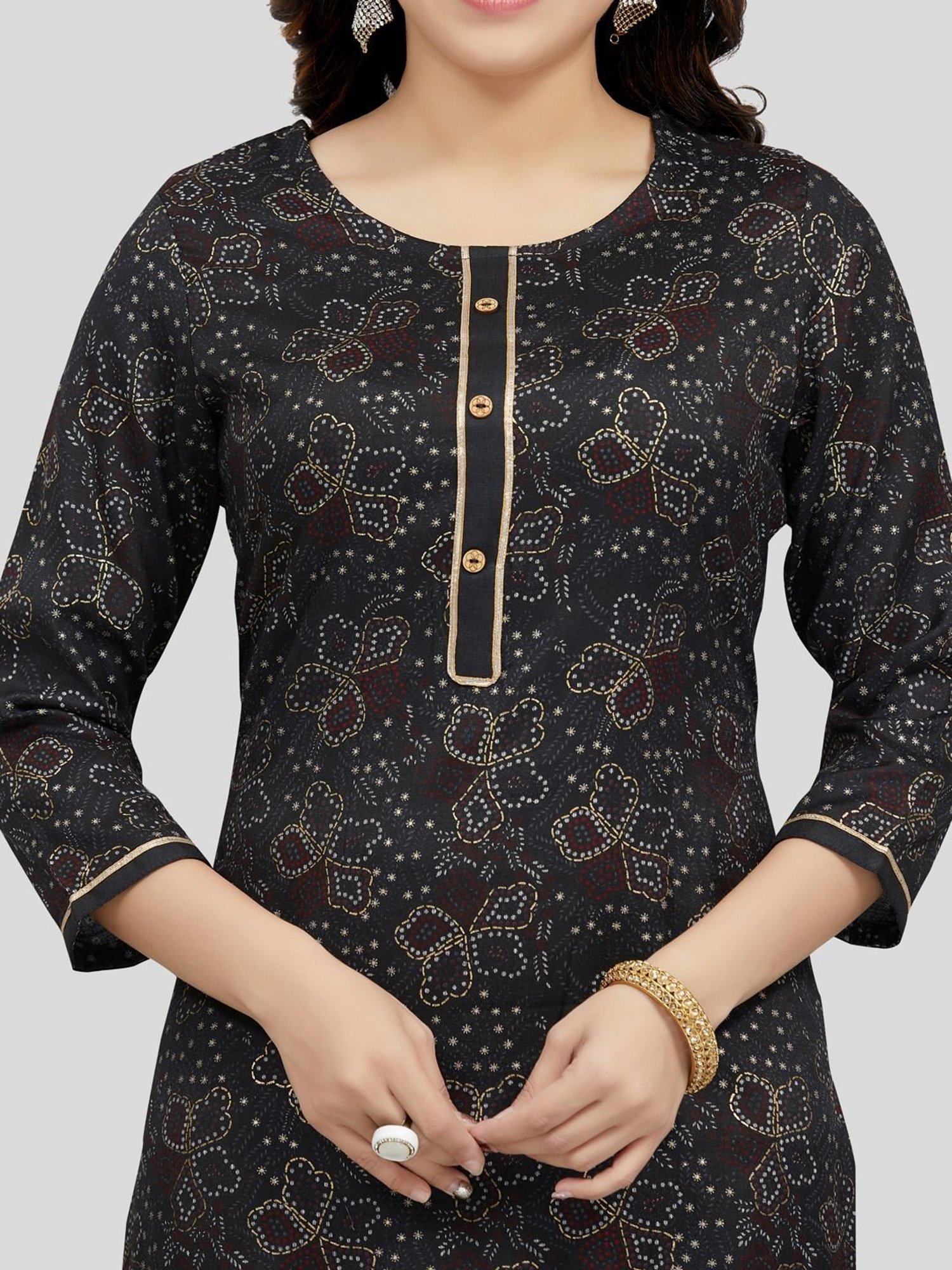 Saree Swarg Black Printed Straight Kurta