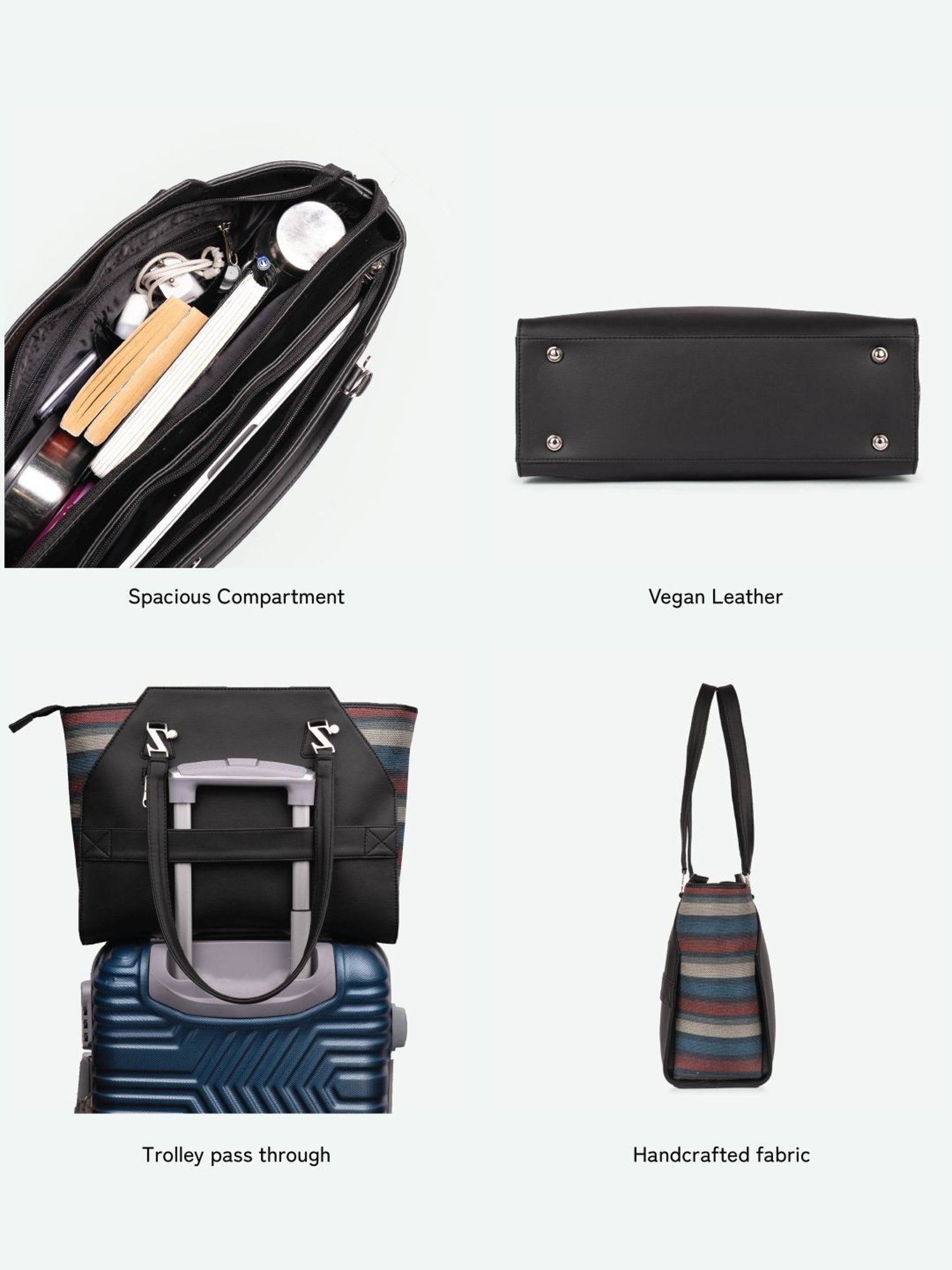 ZOUK Classic Black Printed Tote Bag