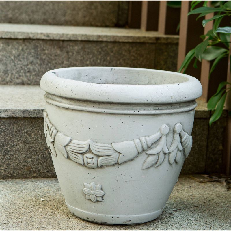9" Kante Lightweight Classic Chelsea Cylindrical Lead Urn Planter Light Gray - Rosemead Home & Garden, Inc.
