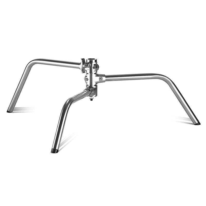 Pro 100% Stainless Steel Heavy Duty C Stand with Boom Arm - Max Height 11ft/331cm Photography Light Stand with 4ft/120cm Holding Arm, 2 Grip Head for Studio Monolight, Softbox, Reflector