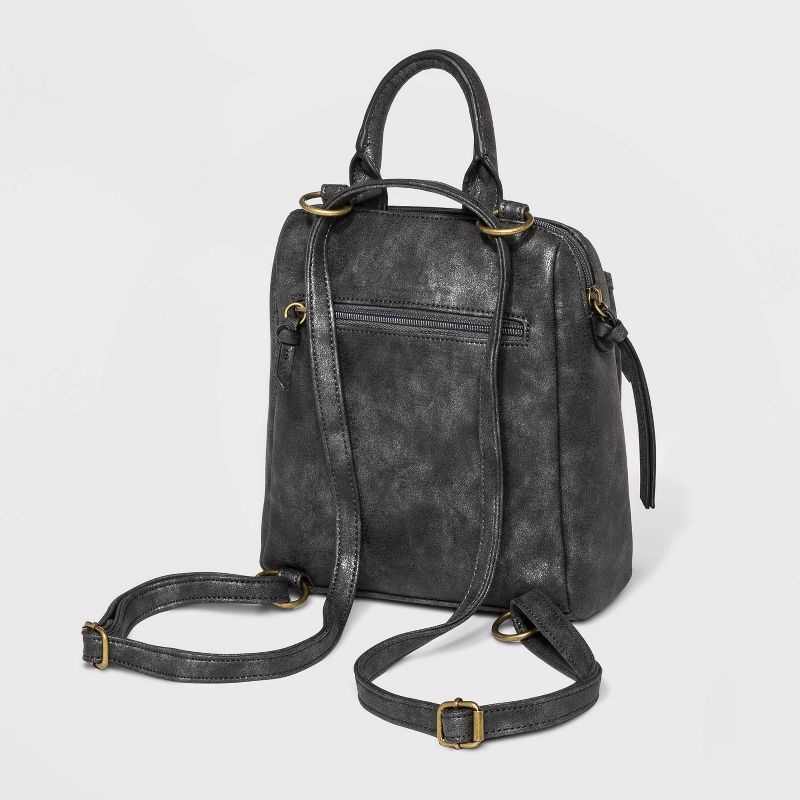 Bueno Zip Closure Convertible Top Carrying Handle Backpack -Black