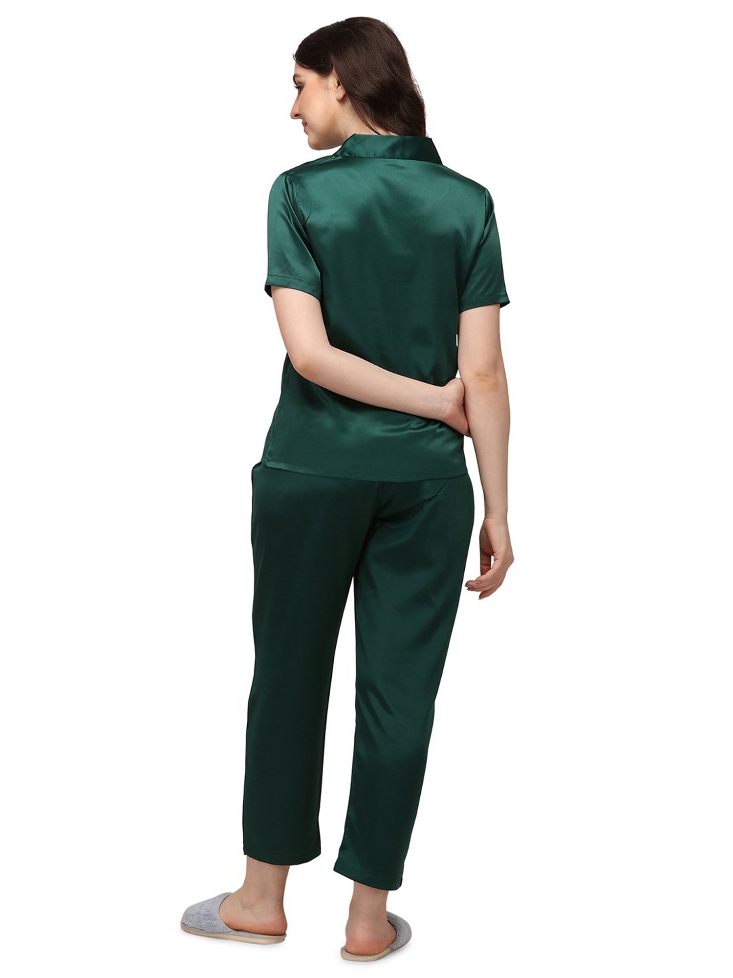Smarty Pants Green Satin  Shirt With Pyjamas