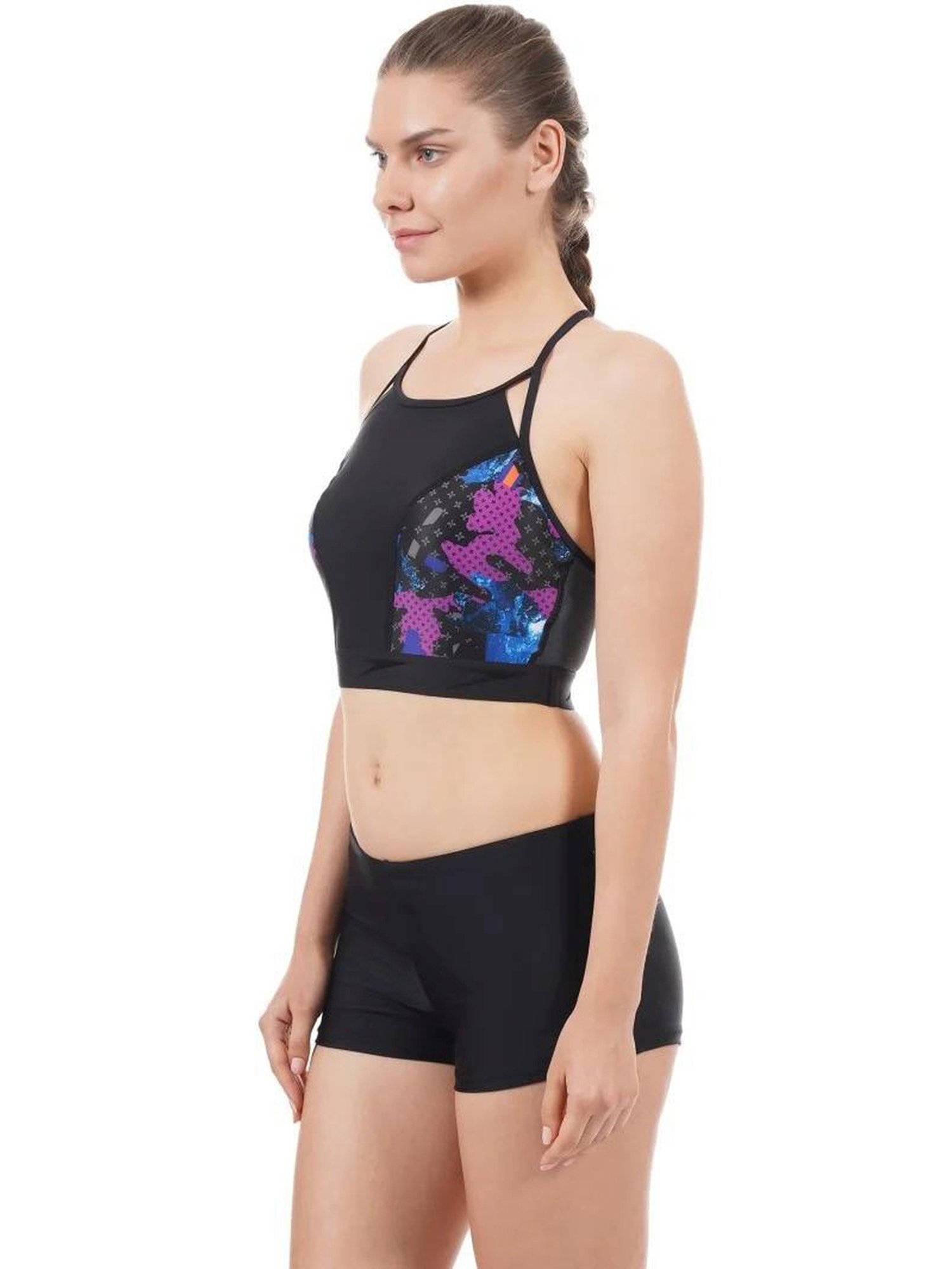 Speedo Black Printed Swimwear Top