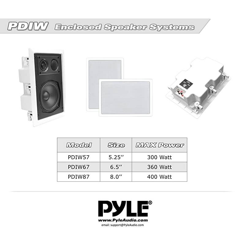 In-Wall / In-Ceiling Dual 5.25'' Enclosed Speaker Systems, 2-Way Flush Mount Stereo Speakers (Pair)