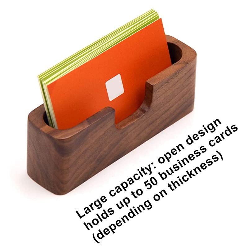 3Pack Walnut Wood Business Card Holder for Desk Wooden Business Card Organizer Case Stand