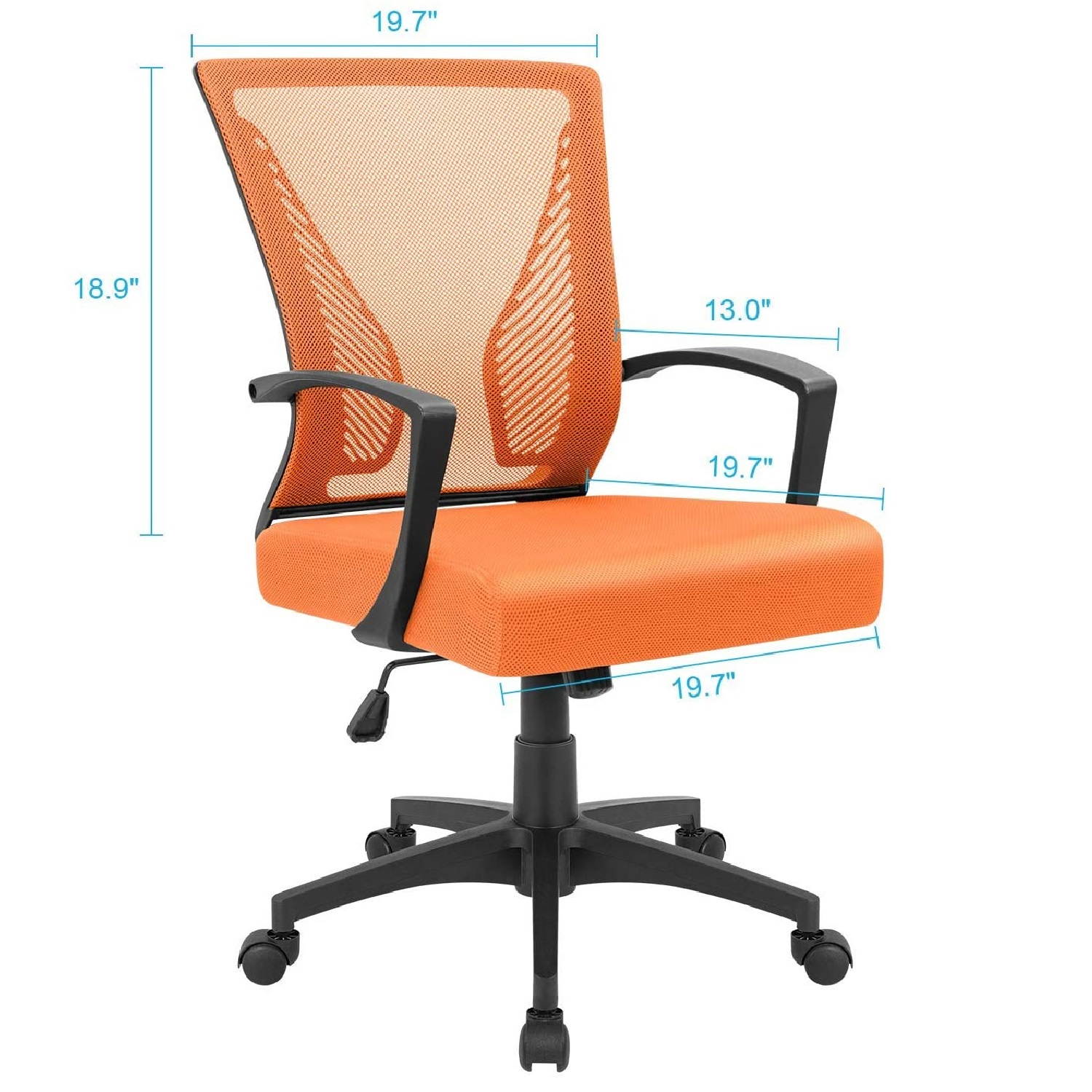 Furmax Office Chair Mid Back Swivel Lumbar Support Computer Ergonomic Mesh Chair with Armrest (Black)