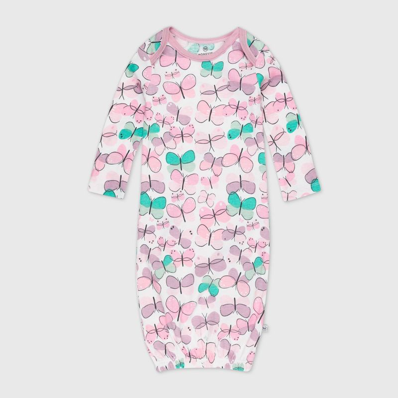 Honest Baby Girls' 2pk Organic Cotton Flutter Nightgown - 0-6M