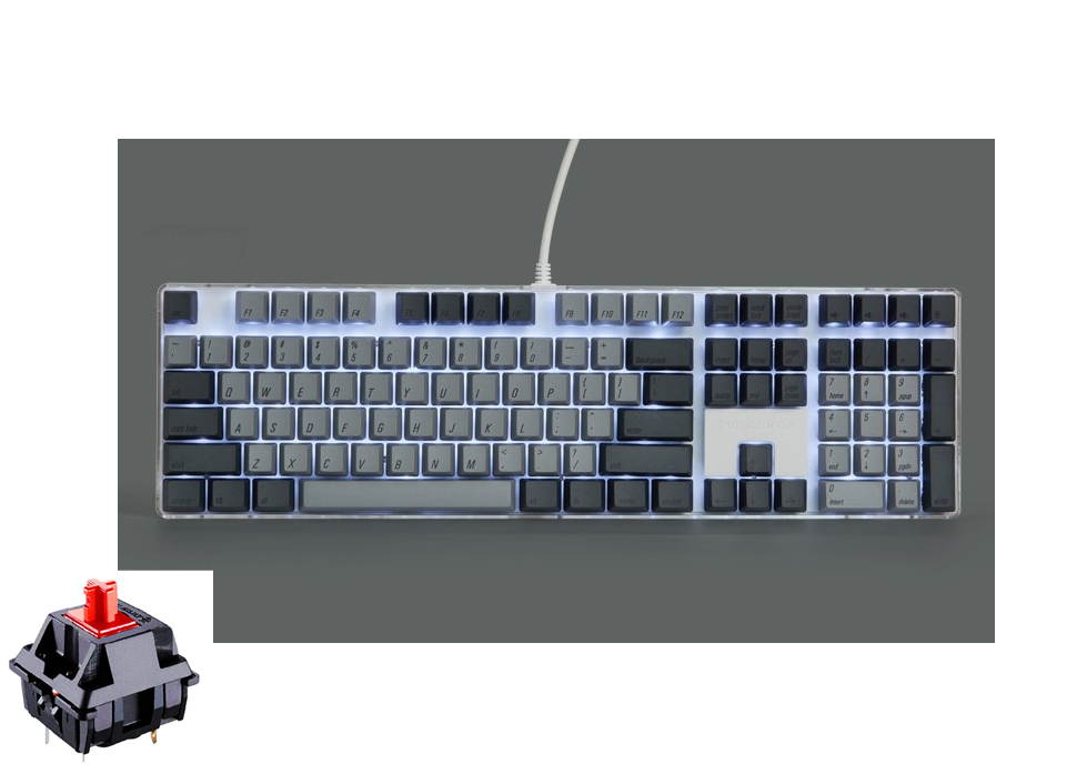 Qisan Magicforce N-key Rollover  Mechanical Keyboard Gaming Keyboard Cherry MX Brown  100% Full Size 108 Keys with White Backlight Case,PBT Keycaps