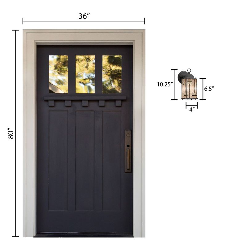 10.25" Stained Glass 1-Light Prairie Style Outdoor Lantern Wall Sconce - River of Goods