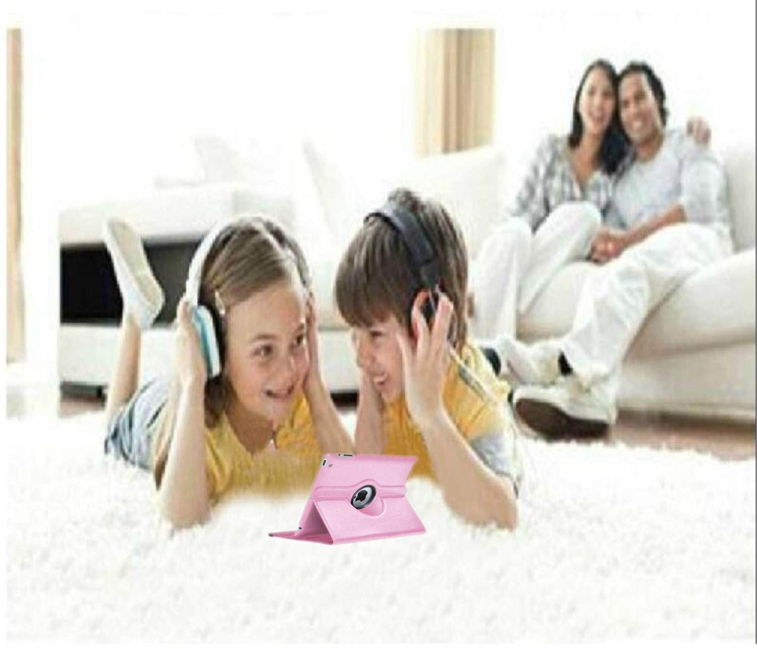 Ipad Case 360 Degrees Rotating Stand Leather Magnetic Smart Cover Case for Ipad 2 / 3 / 4 Generation Case with Bonus Screen Protector, Stylus and Cleaning Cloth (Plain pink )