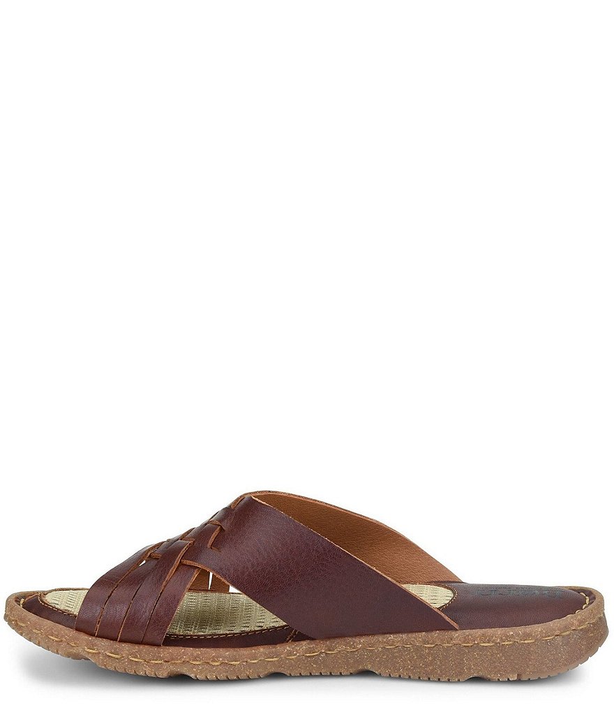 Born Basia Woven Leather Slide Sandals