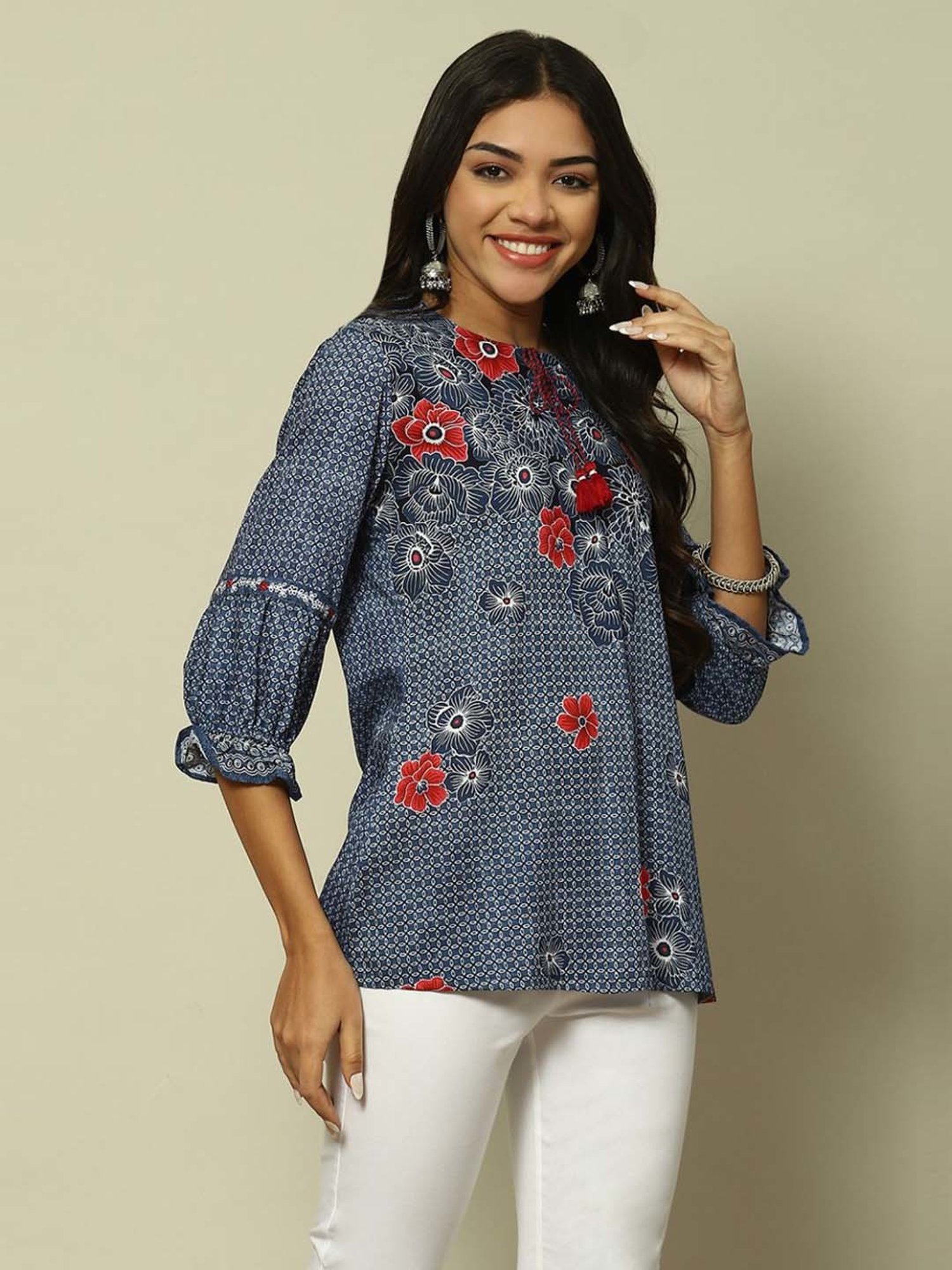 Rangriti Blue Printed Top