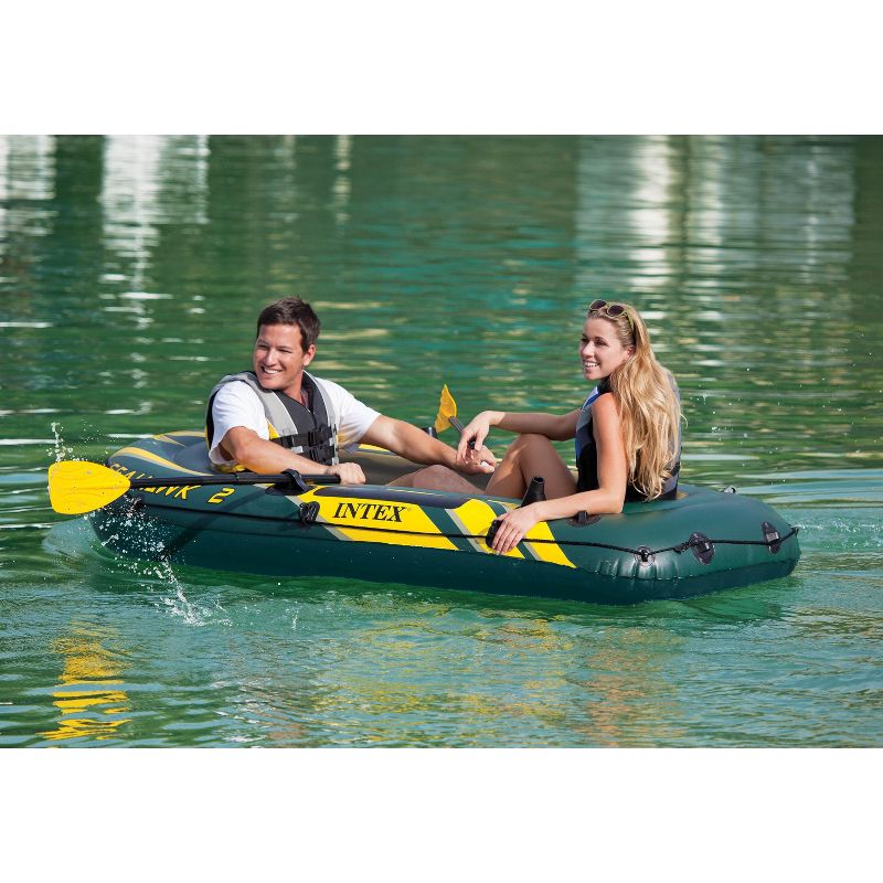 Intex Seahawk 2 Inflatable 2 Person Floating Boat Raft Set with Oars & Air Pump
