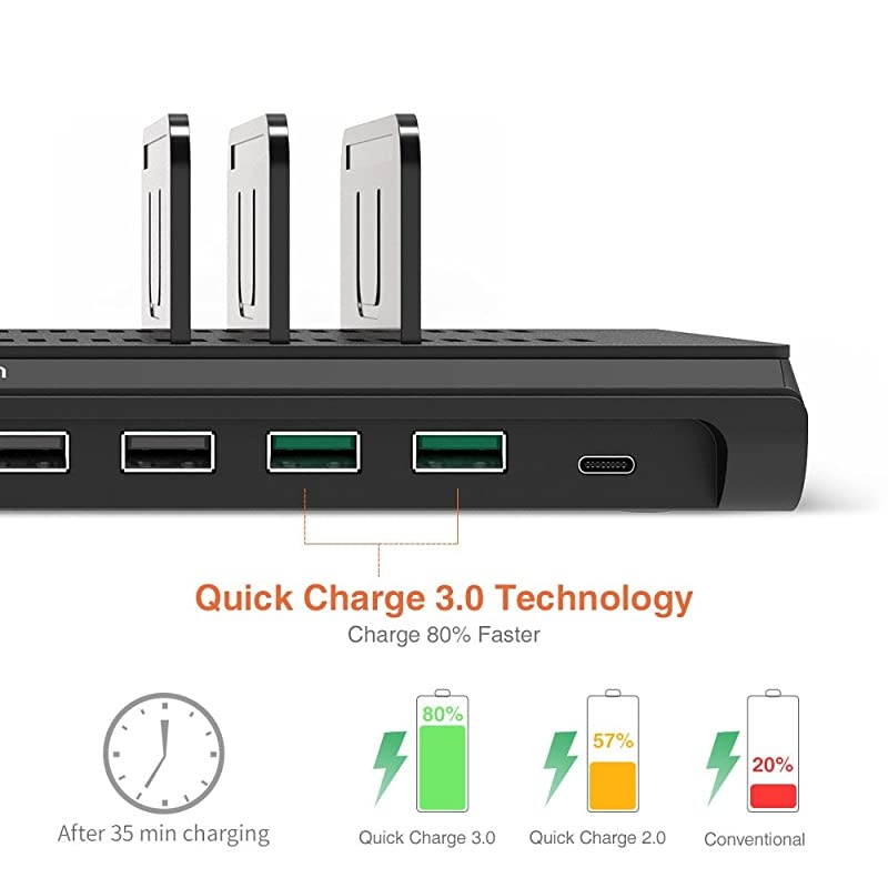 USB Charging Station Fast 120W 10 Port Phone Docking Station Organizer with Smart IC 2 Quick Charge 30 Type C Desktop Charger Dock for Multi Devices iPhone Samsung Galaxy XiaoMi iPad