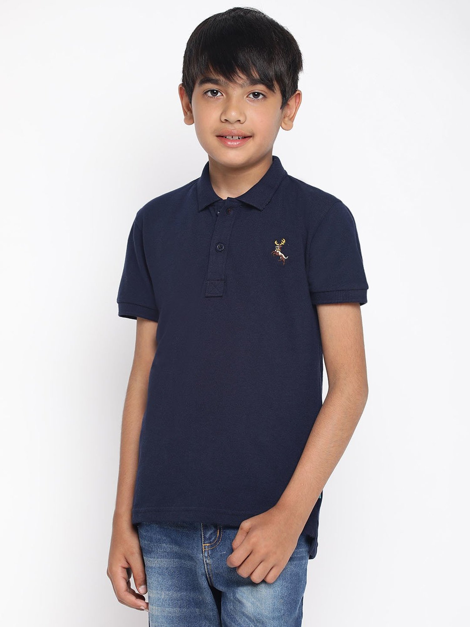 Lil Tomatoes Kids Navy Solid Polo T-Shirt
