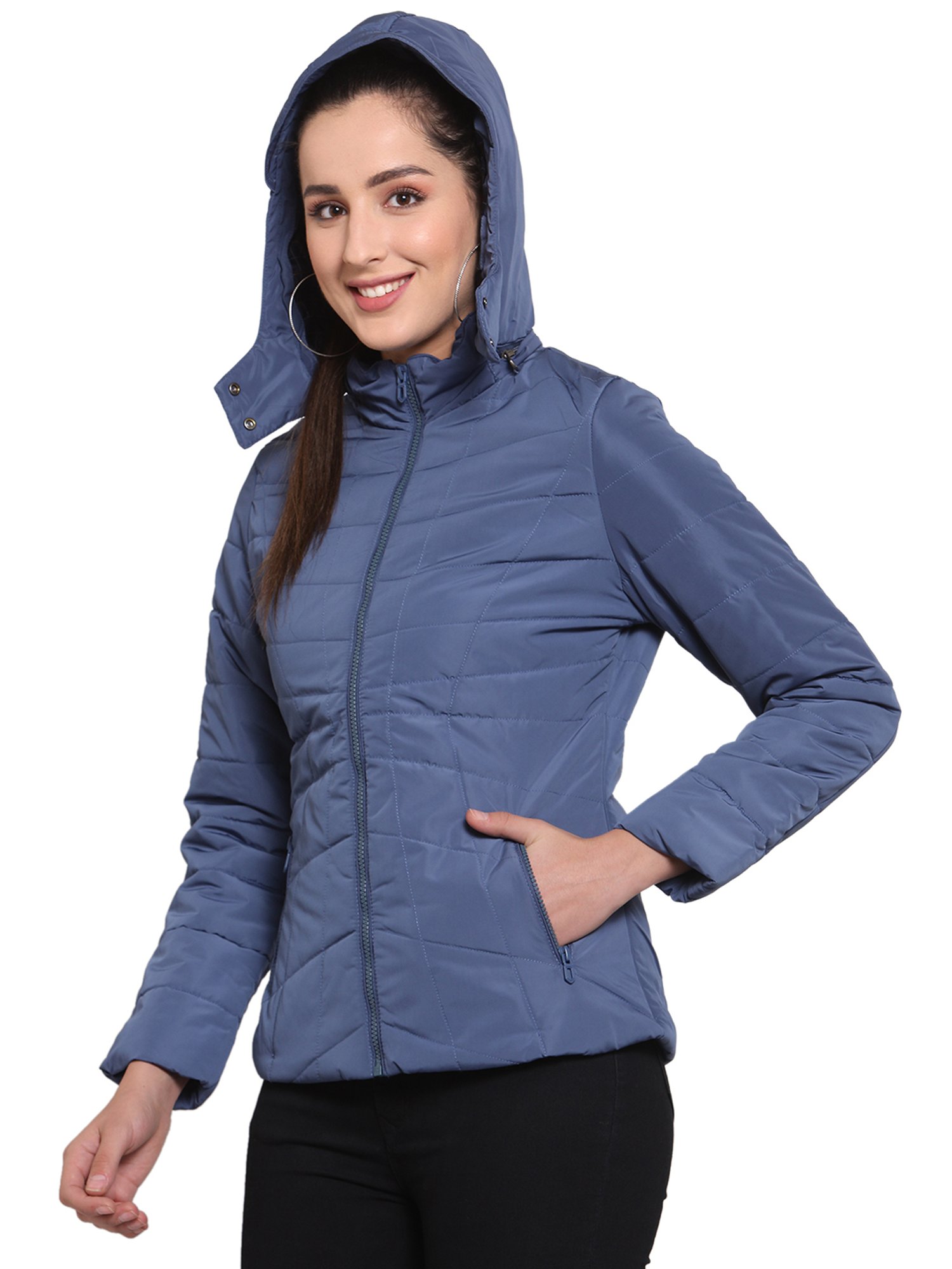 Juelle Blue Full Sleeves Hooded Jacket
