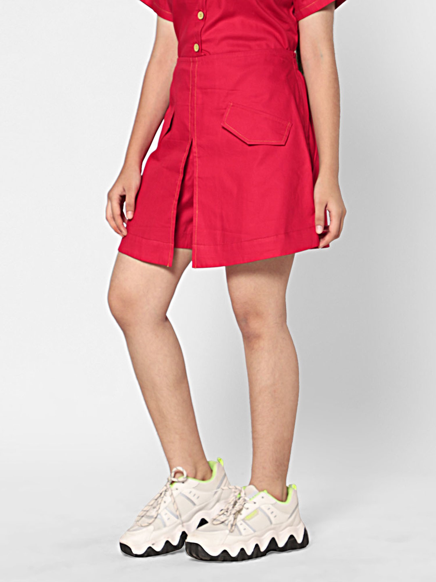 TeenTrums Girls Red Solid Skirt