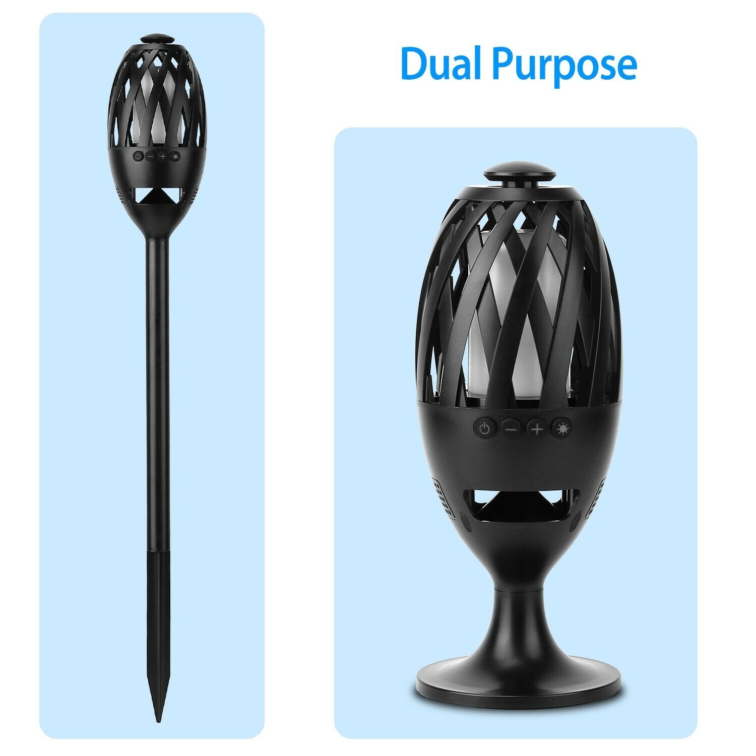 Led Flame Table Lamp Torch Atmosphere Wireless Speakers HD Audio Stereo Bass