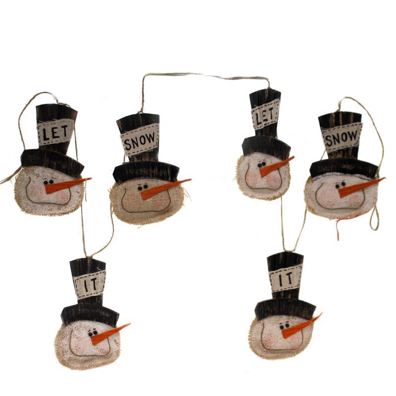 Christmas 6.5" Snowman Let It Snow Garland Carrot Nose  -  Banners And Garlands