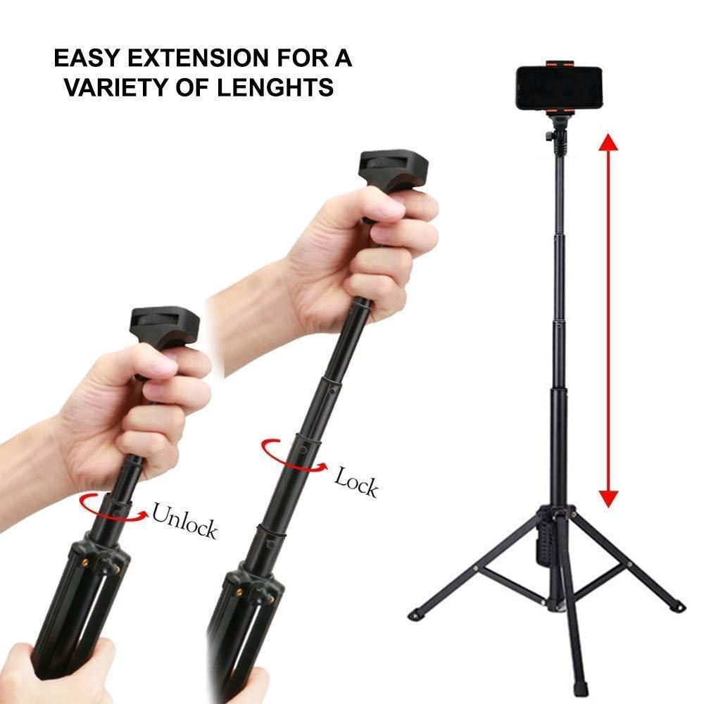 Acuvar 54" Inch Aluminum Extendable Monopod Tripod/Selfie Stick with Universal Smartphone Mount + Wireless Remote Control Camera Shutter for All Smartphones