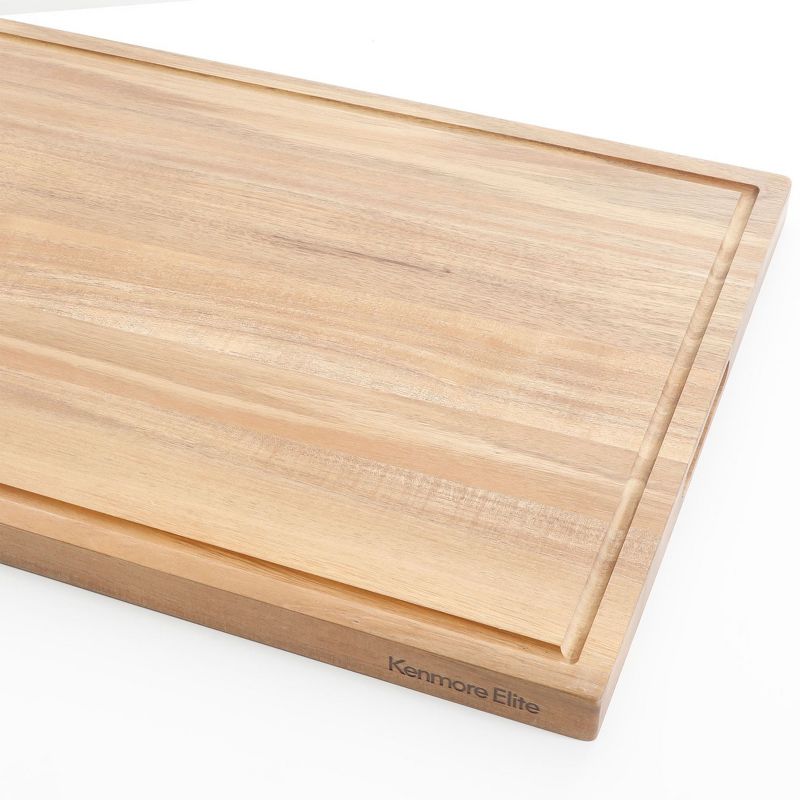 Kenmore Elite Kenosha 29 Inch Acacia Wood Cutting Board with Groove Handles
