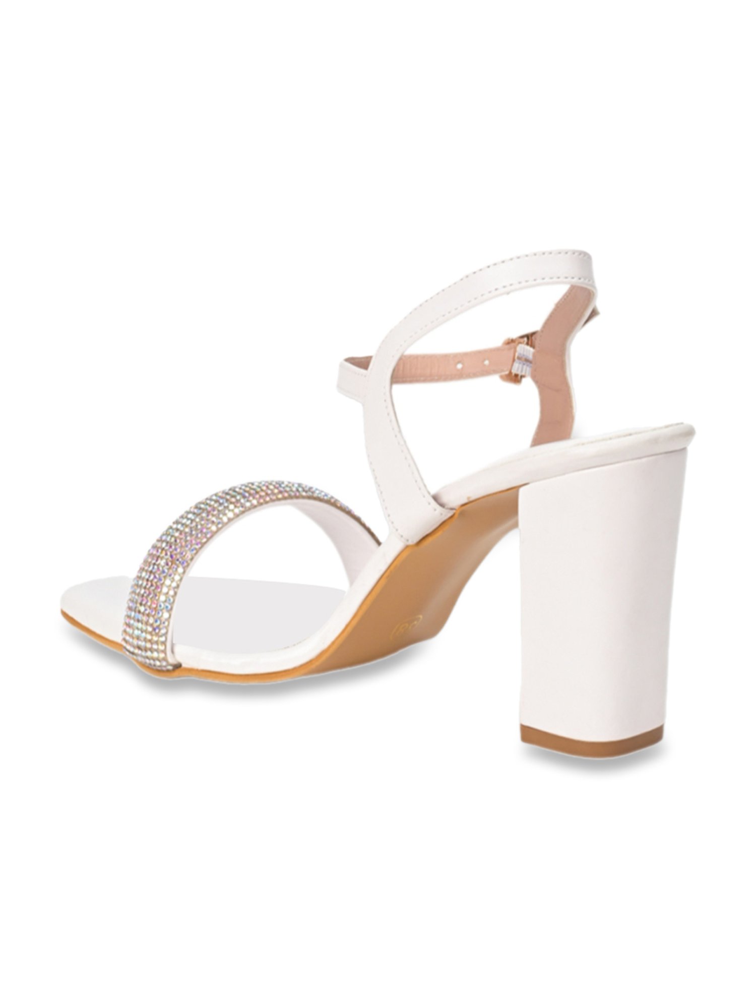 Scentra Women's White Ankle Strap Sandals