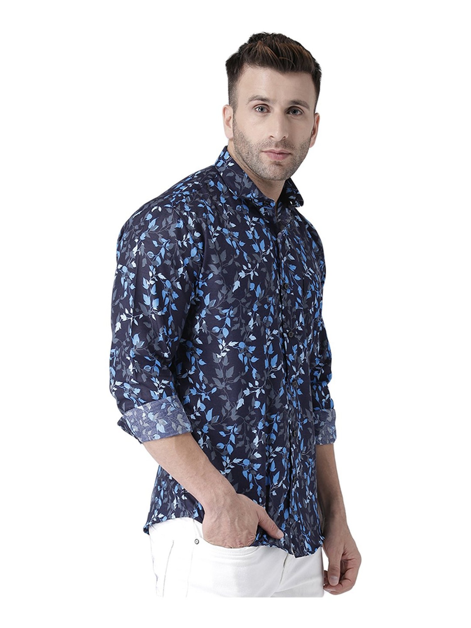 Hang Up Navy Slim Fit Printed Shirt