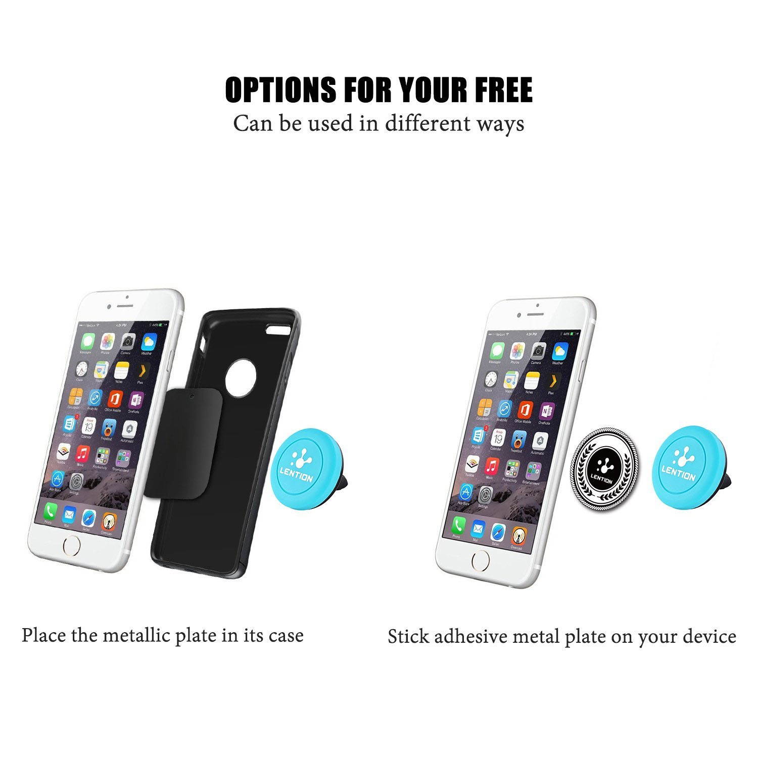 LENTION Air Vent Phone Support,Magnetic Mobile Stand 360&deg; Rotating Phone Holder Car Mount for iPhone, iPod, Smart Phone, PSP, GPS - Blue