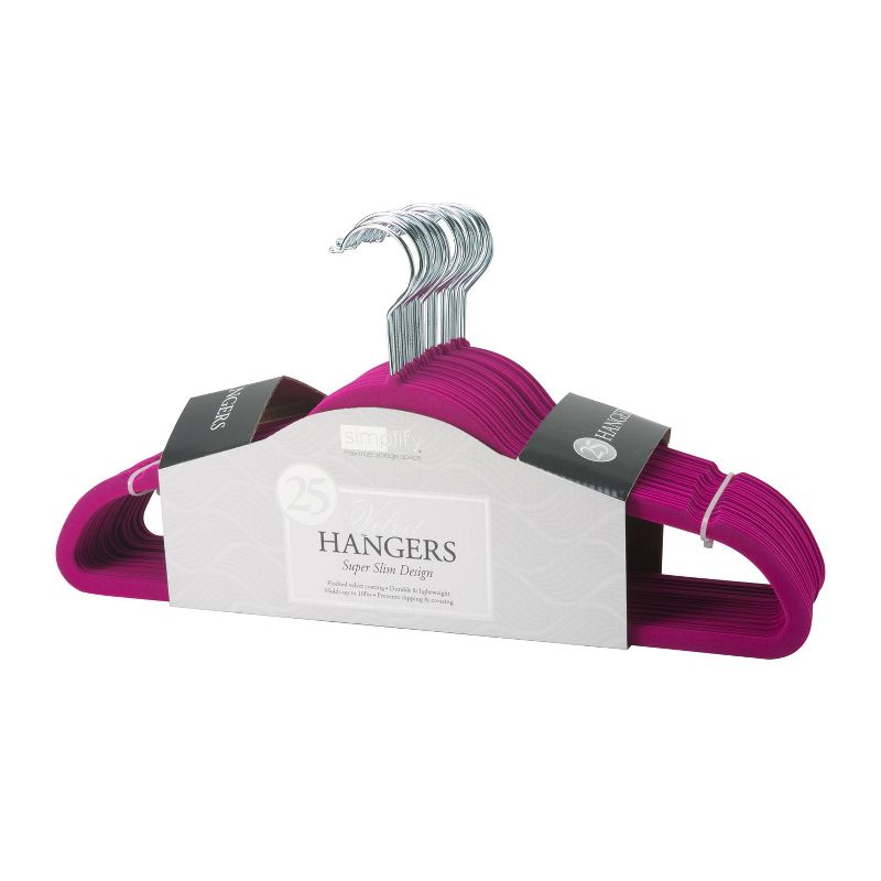 Simplify 25pk Slim Velvet Suit Hangers Fuchsia