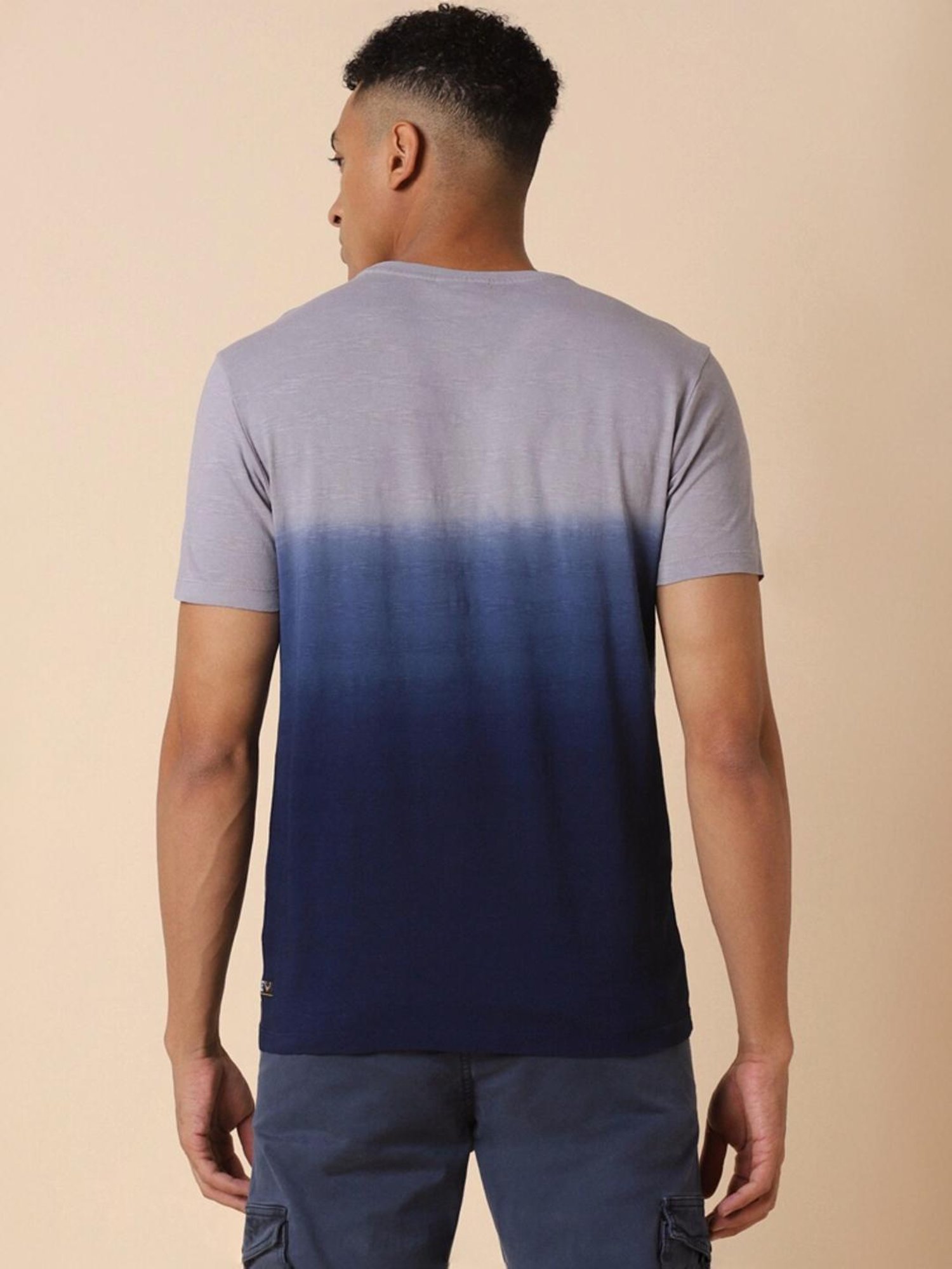 Allen Solly Navy Regular Fit Ombre T-Shirt