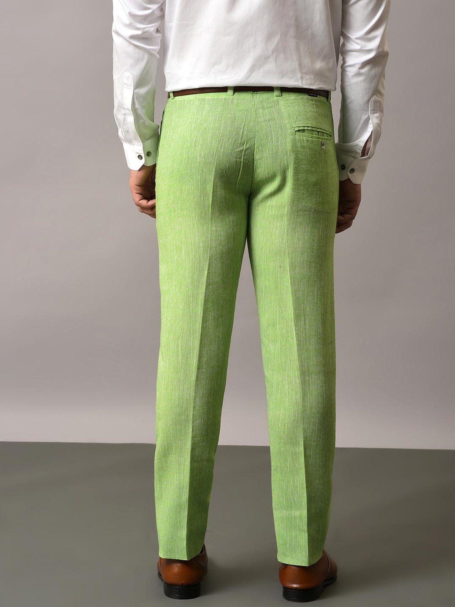 Hangup Green Regular Fit Flat Front Trousers