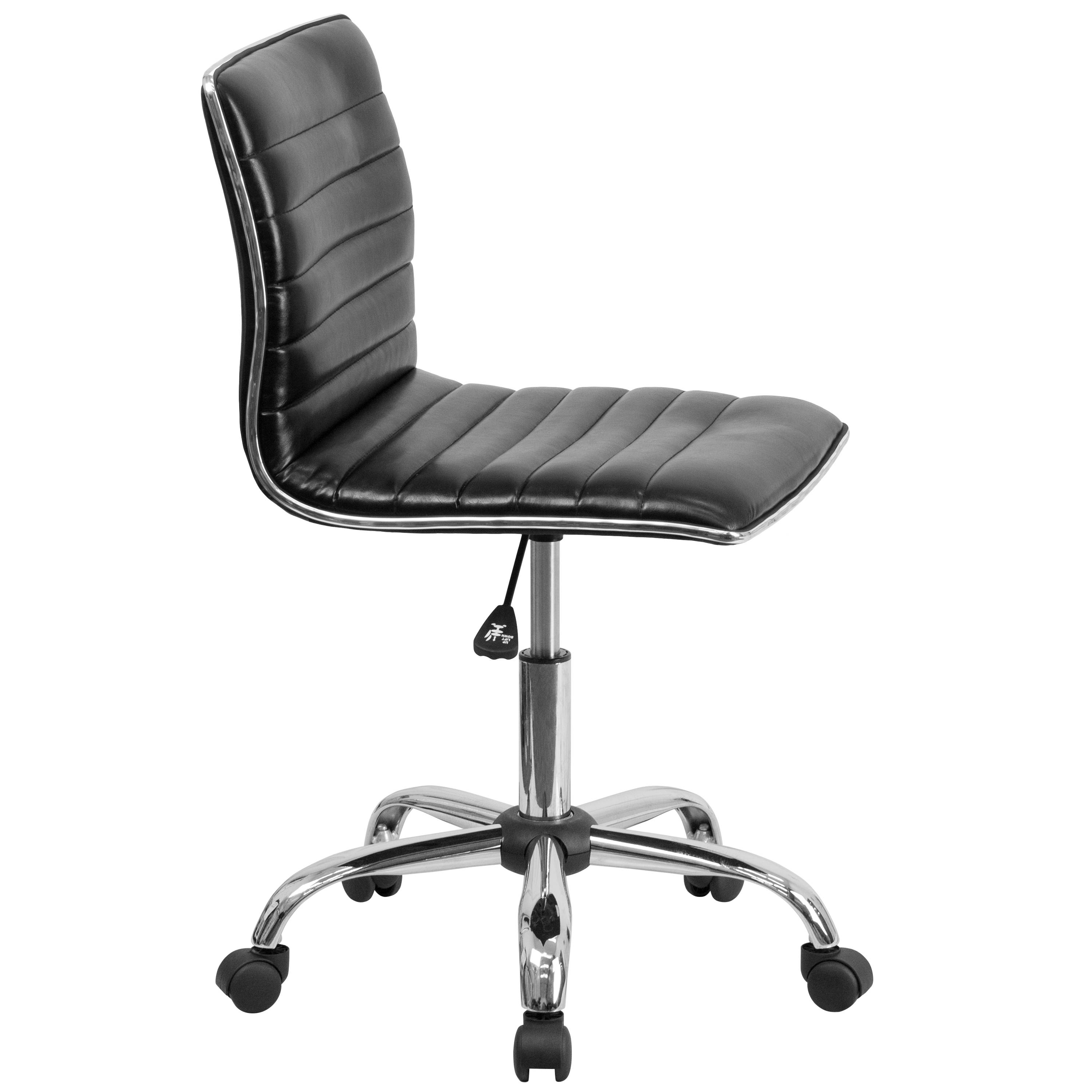 Low-Back Armless Ribbed Designer Swivel Leather Task Office Chair