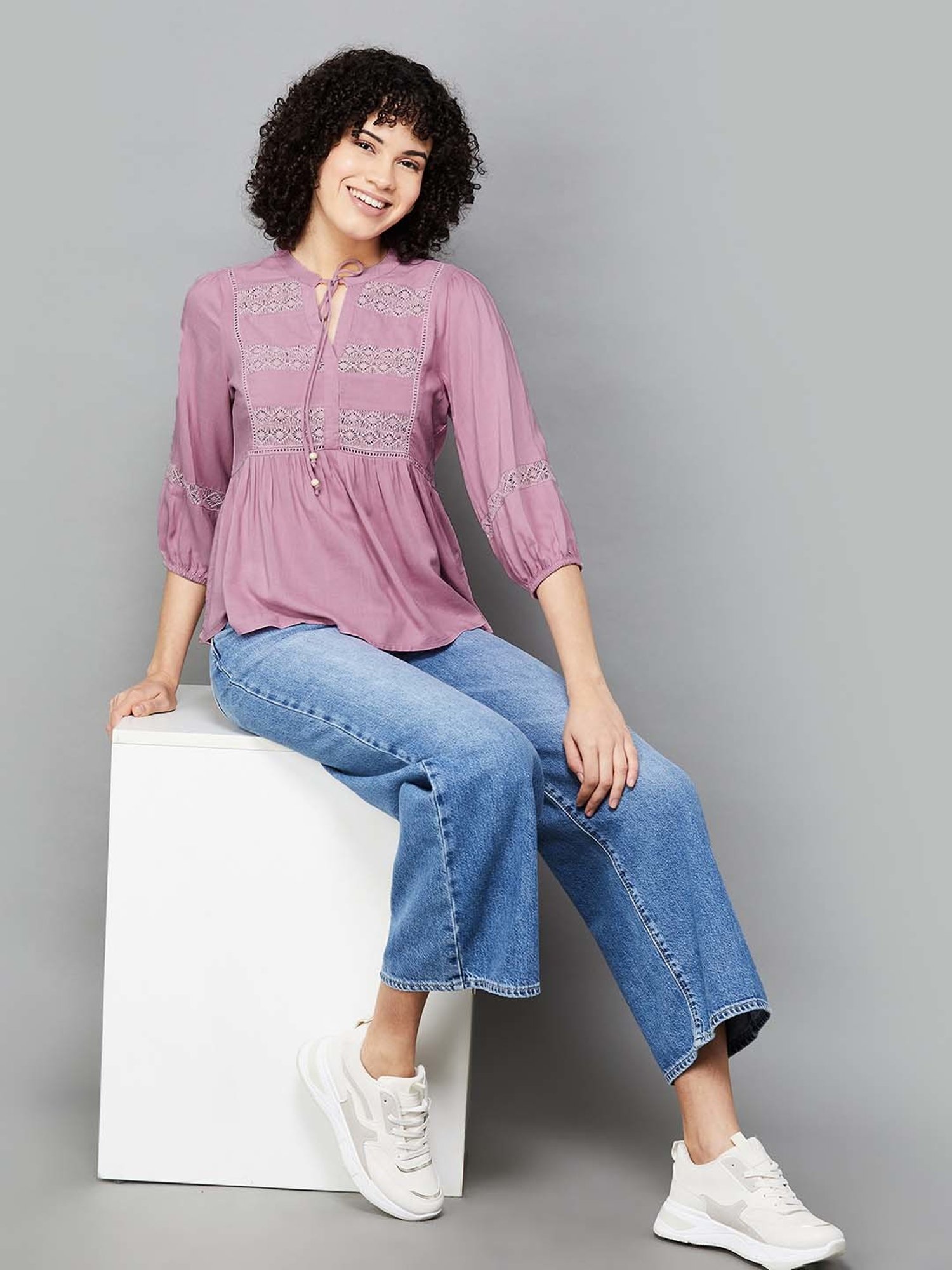 Fame Forever by Lifestyle Purple Self Pattern Top