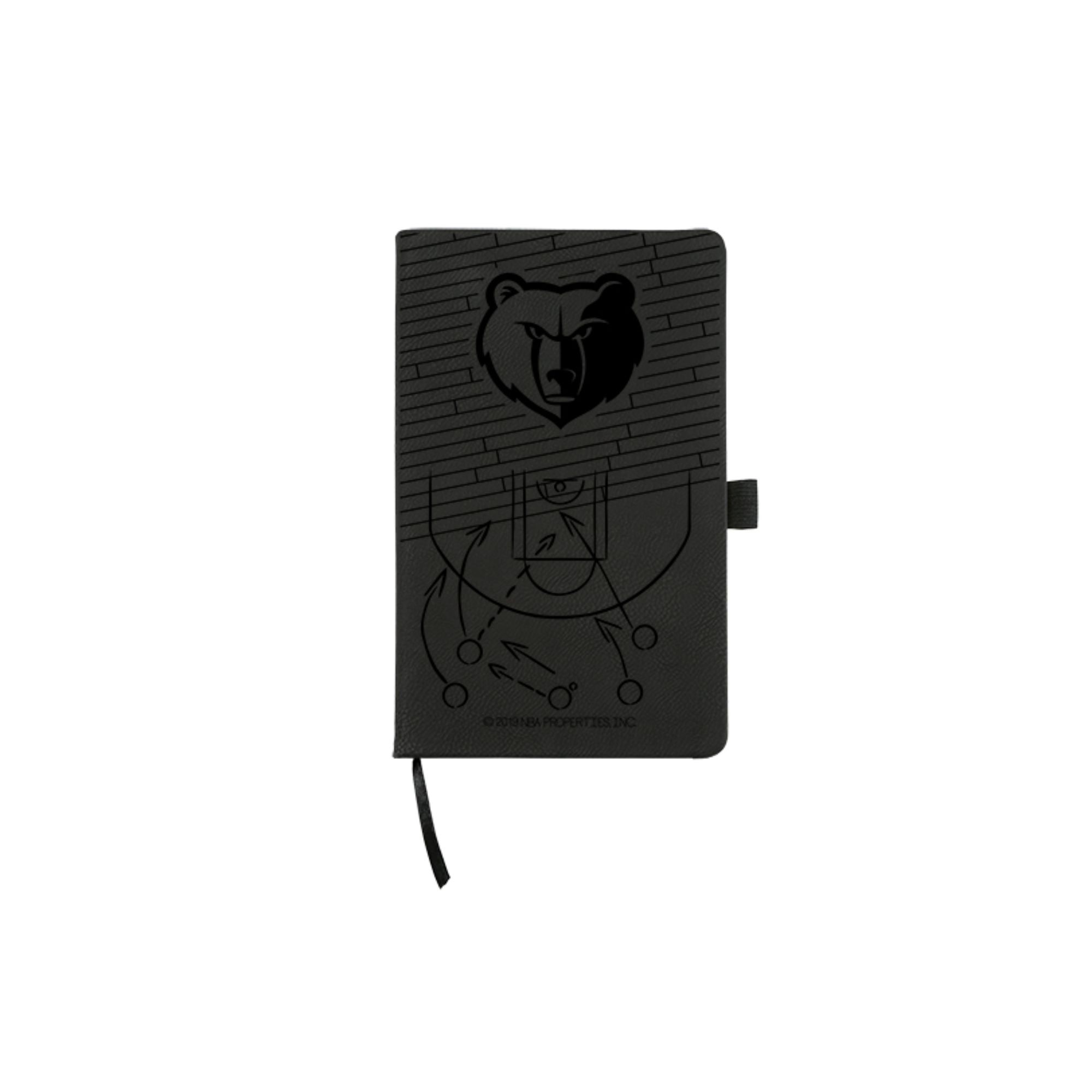 8.25" Black NBA Memphis Grizzlies Engraved Notepad with Elastic Band