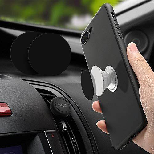 VOLPORT Car Mount, 2 Pack Universal Magnetic Air Vent in Car Cradle with MagicPlates for PopSockets Cell Phone Magnet Holder for Apple iPhone Xr Xs Max iPod Samsung Galaxy LG Moto Mini Tablets