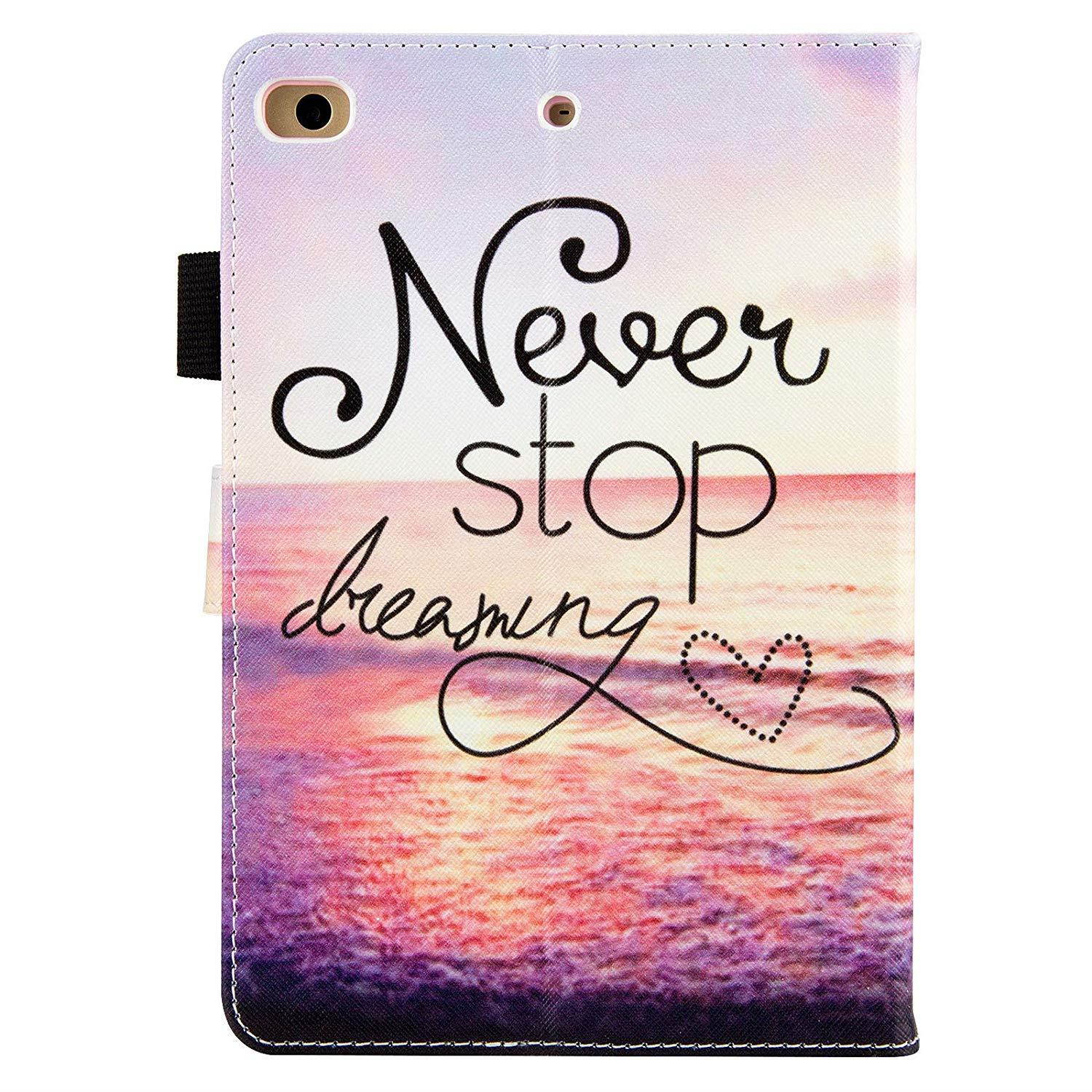 iPad Mini Case, iPad Mini 2/3 Case, Dteck(TM) Cartoon Cute Flip Folio Stand PU Leather Case with Cards Slots Full Body Protective Magnetic Cover for Apple iPad Mini 3 2 1 (01 Never Stop)