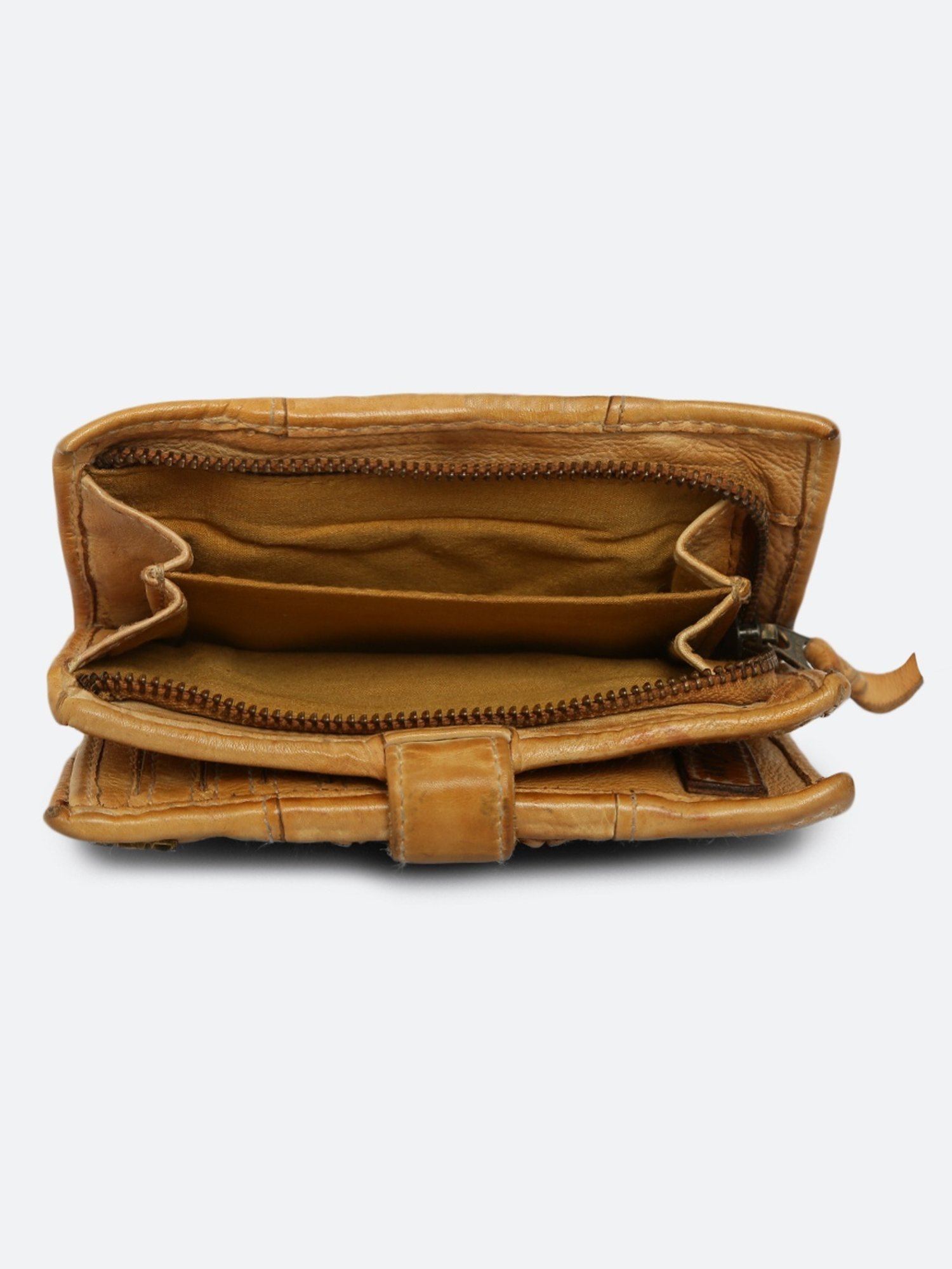 Art N Vintage Volga Mustard Yellow Leather Textured  Bi-Fold Wallet for Women