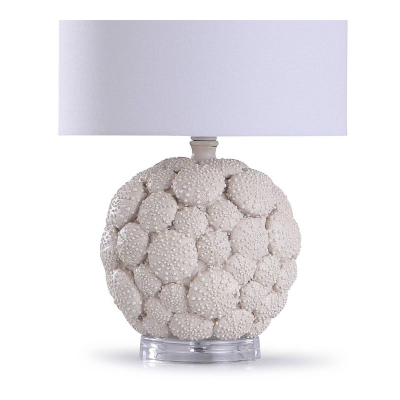 Aibion Carved Urchin Lamp with Acrylic Base Drum Shade Cream - StyleCraft