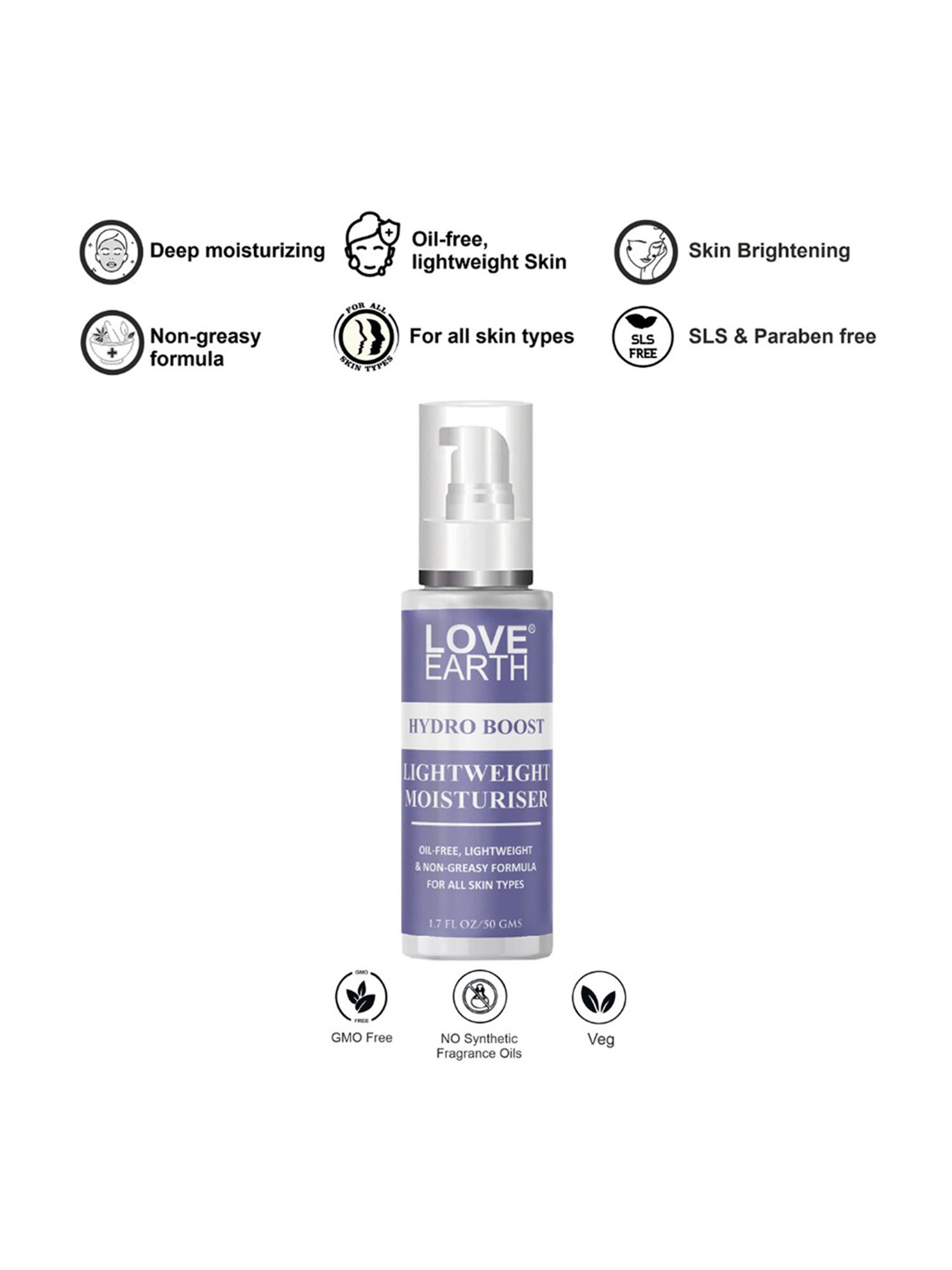 Love Earth Hydro Boost Lightweight Moisturiser - 50 gm