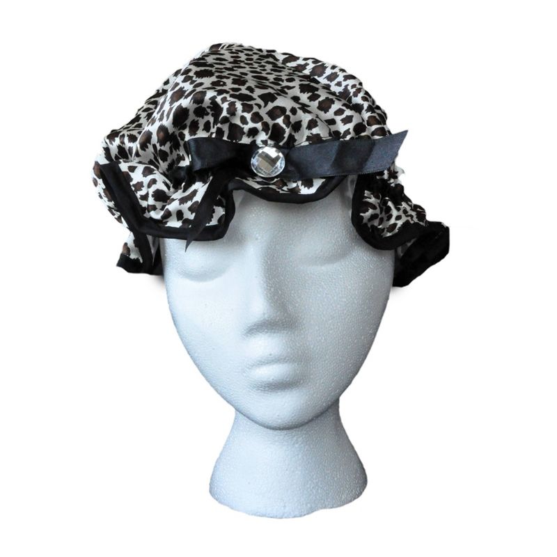 Turbie Twist Cream Microfiber Hair Towel and Leopard Shower cap