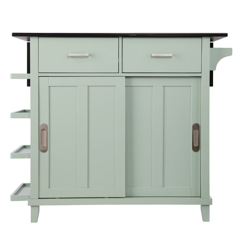 Thall Freestanding Kitchen Island Mint Green/Black - Aiden Lane