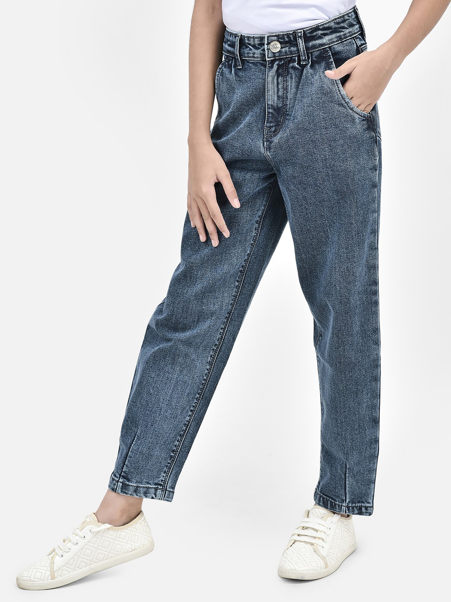 Crimsoune Club Girls Blue Solid Jeans