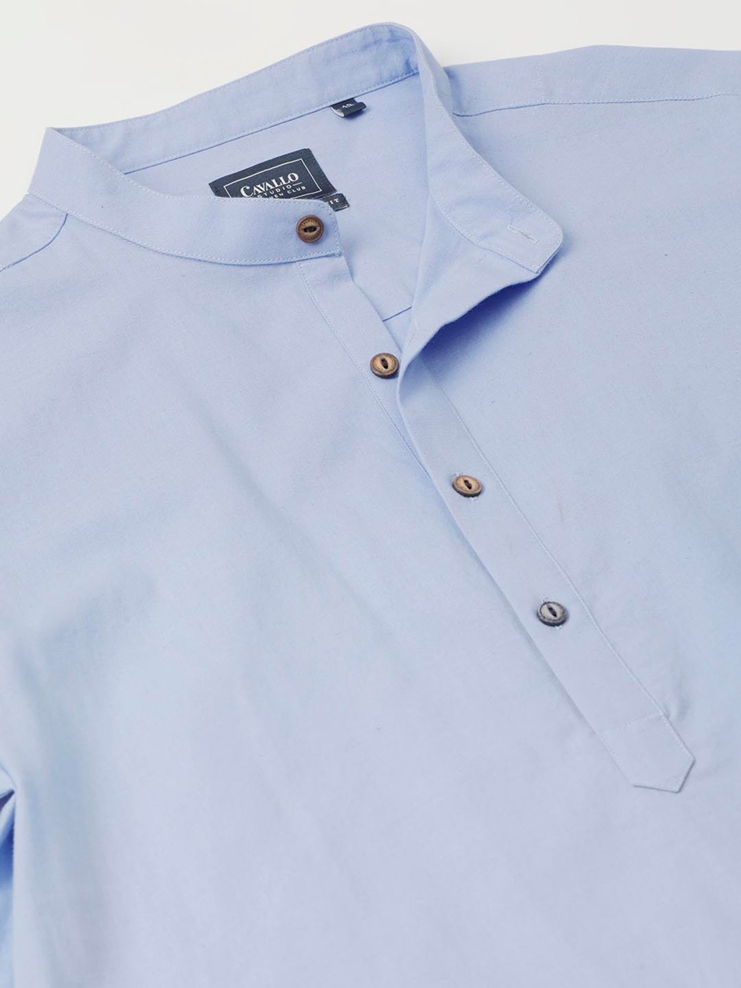 CAVALLO by Linen Club Light Blue Regular Fit Kurta