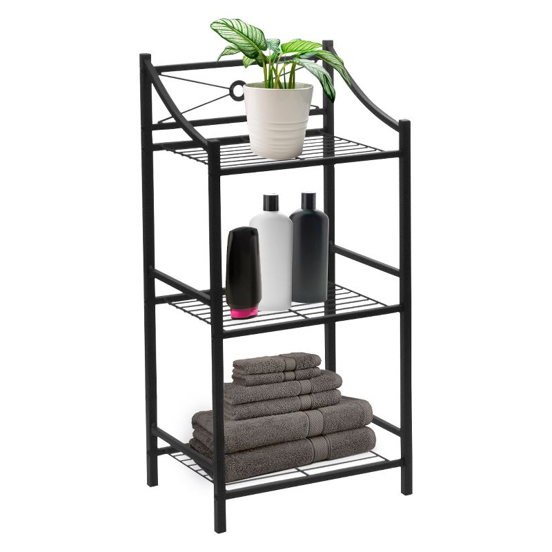 Curved Shower Caddy with Soap Tray Light Silver 24.15" - Elegant Home Fashions