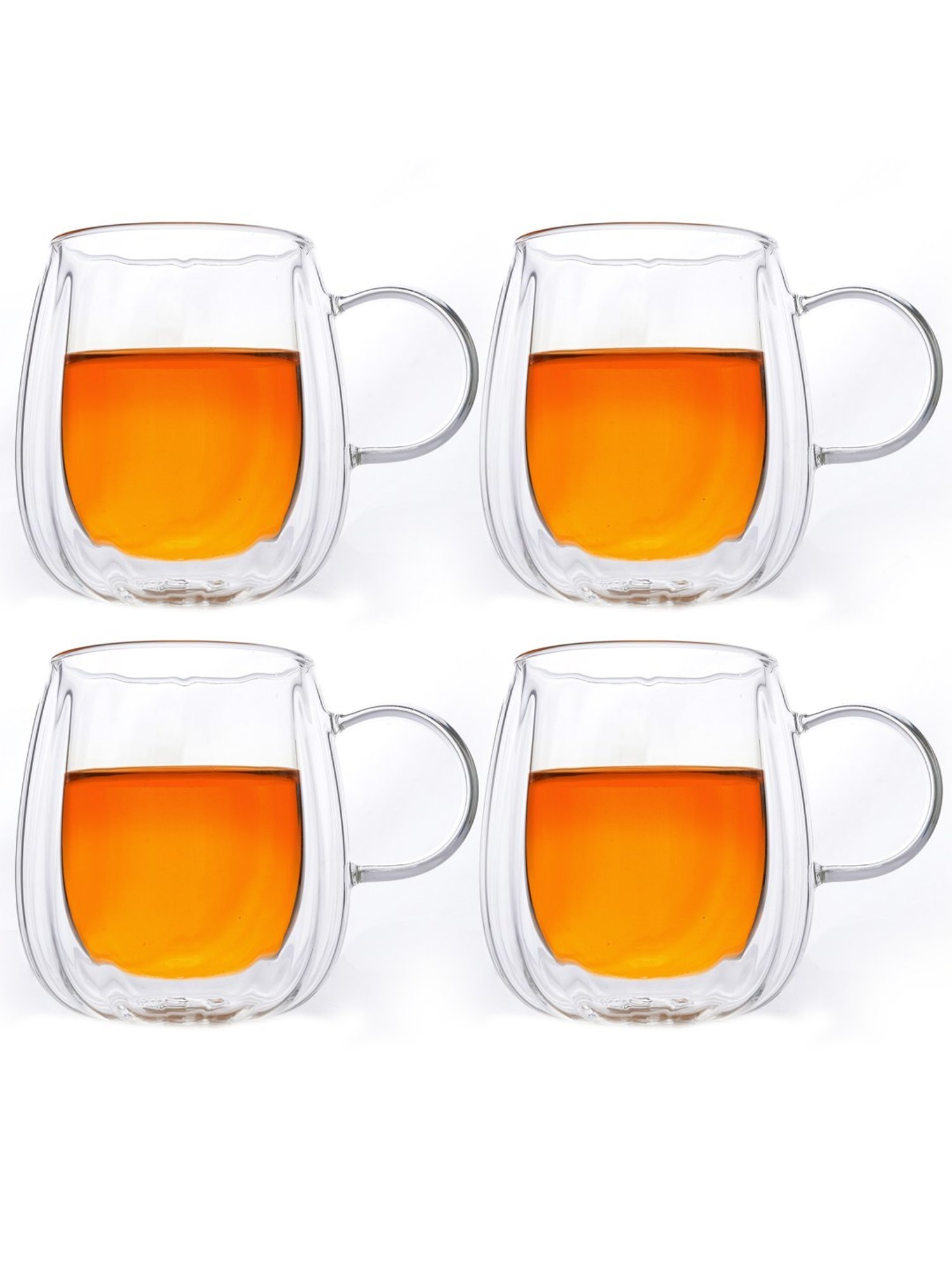 Femora Transparent Borosilicate Double Wall Coffee Cup - Set of 4 (250ml)
