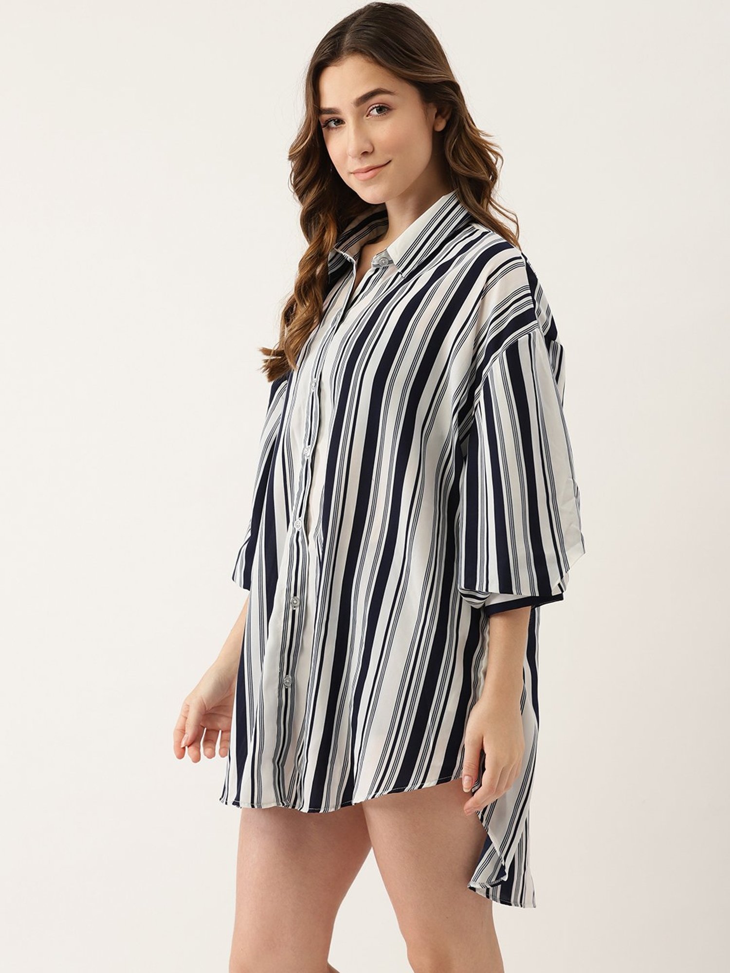 Ms.Lingies Blue Printed Night Shirt