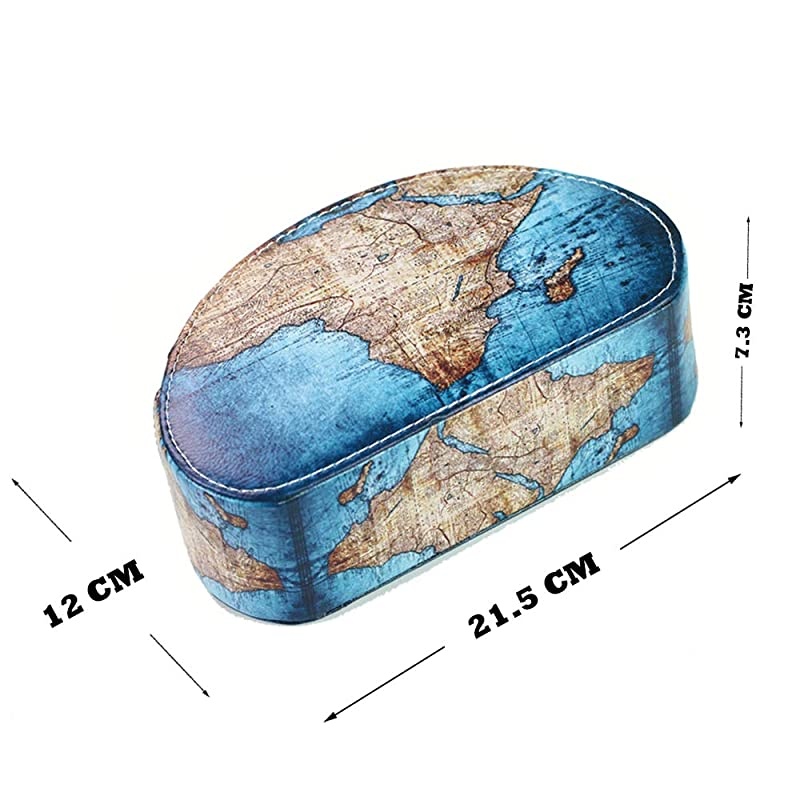 Remote Control Holder, PU Leather Remote Caddy Desktop Organizer with 5 Spacious Compartments for TV Remotes/Media Controllers/Office Supplies(Vintage Map)